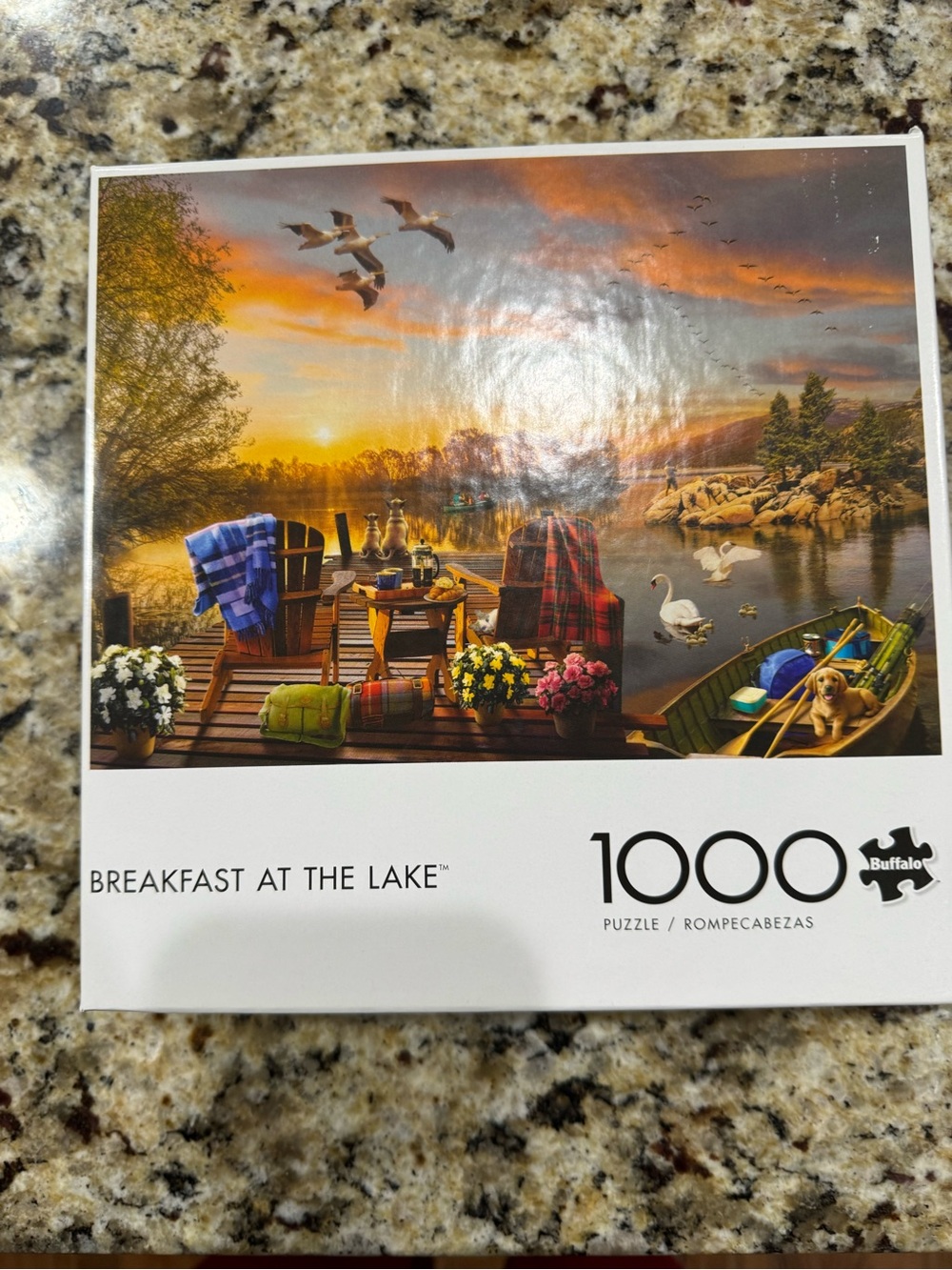 Buffalo David Bitton Breakfast at the Lake Puzzle - Blue, Orange, Green, Brown